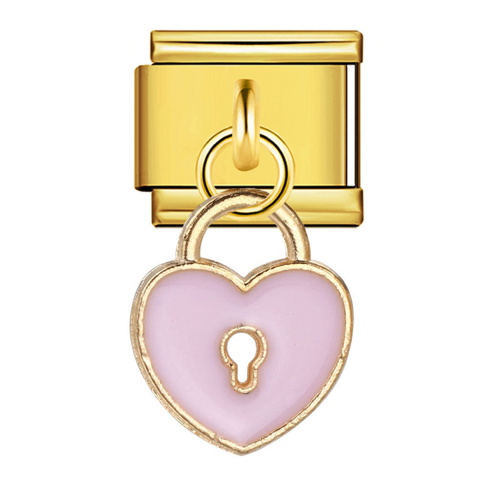 New Gold Bottom Love Pendant Italian Module Bracelet Stainless Steel Welding DIY Elastic Strap Chain Wholesale