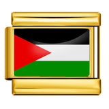 Gold Base World Flag Photo Resin Italian Charm Bracelet DIY Stainless Steel Stretch Watch Band Wristband