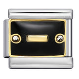 Black Lace Up Diamond Digital Italian Module Bracelet Made of Titanium Steel Welded with Gold Plating and Oil Dripping Free Splicing Bracelet