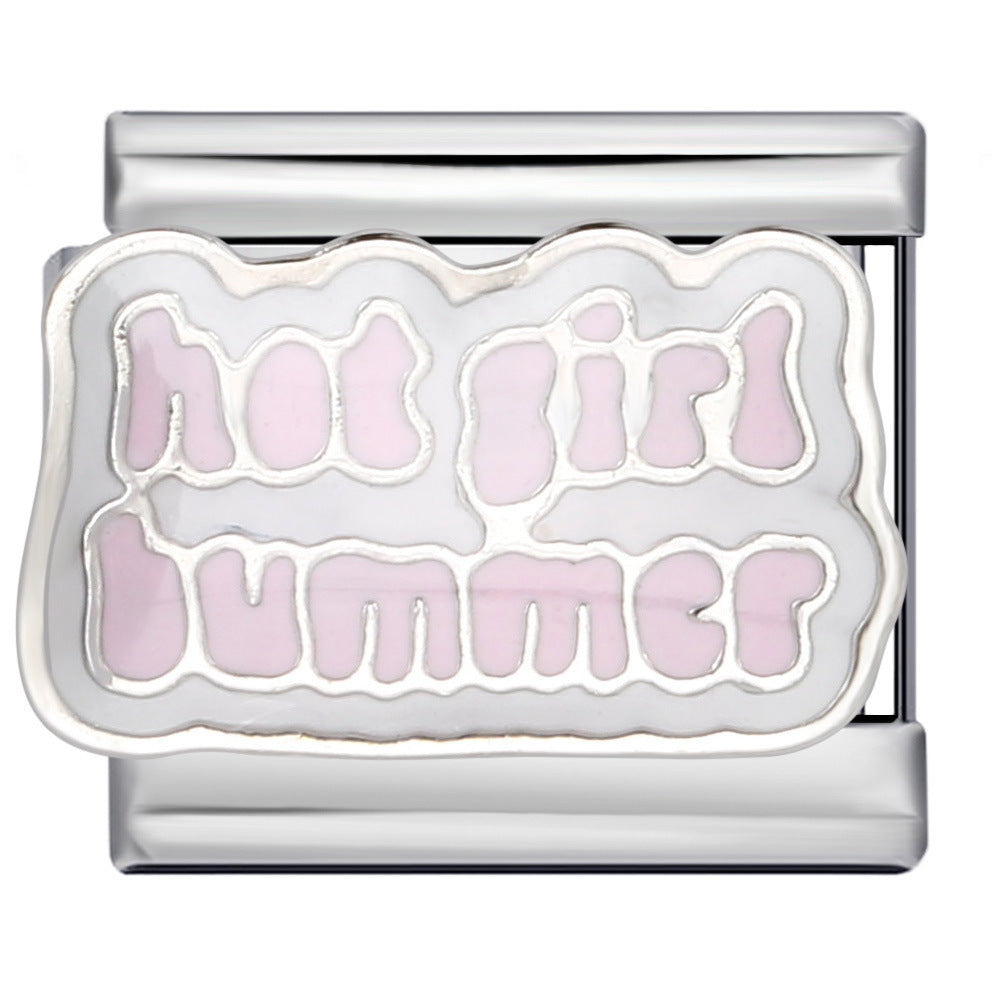 New Personalized English Italian Module Bracelet Titanium Steel Welding Drip Oil DIY Elastic Free Splicing Bracelet