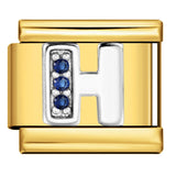 Italian Module Bracelet Gold Background Blue Diamond Letters DIY Stainless Steel Elastic Assembly Welded Strap Bracelet