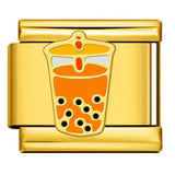 Italian Module Bracelet DIY Titanium Steel All Gold Welding Drip Oil Pattern Elastic Splicing Bracelet Accessory