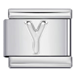 Italian Stainless Steel Silver Raised 26 Letter DIY Module Bracelet with Free Splicing Elastic Watch Strap