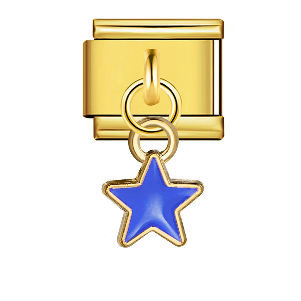 New Star Moon Series Pendant Italian Module Bracelet Single Hook Titanium Steel Elastic Splicing Strap Chain