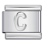 Italian Stainless Steel Silver Raised 26 Letter DIY Module Bracelet with Free Splicing Elastic Watch Strap