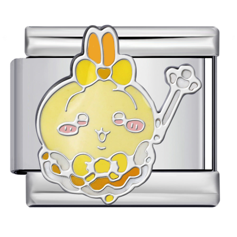 Titanium Steel Welding Drip Oil DIY Italian Module Bracelet Cute Cartoon Pattern Best Friend Girl Birthday Gift