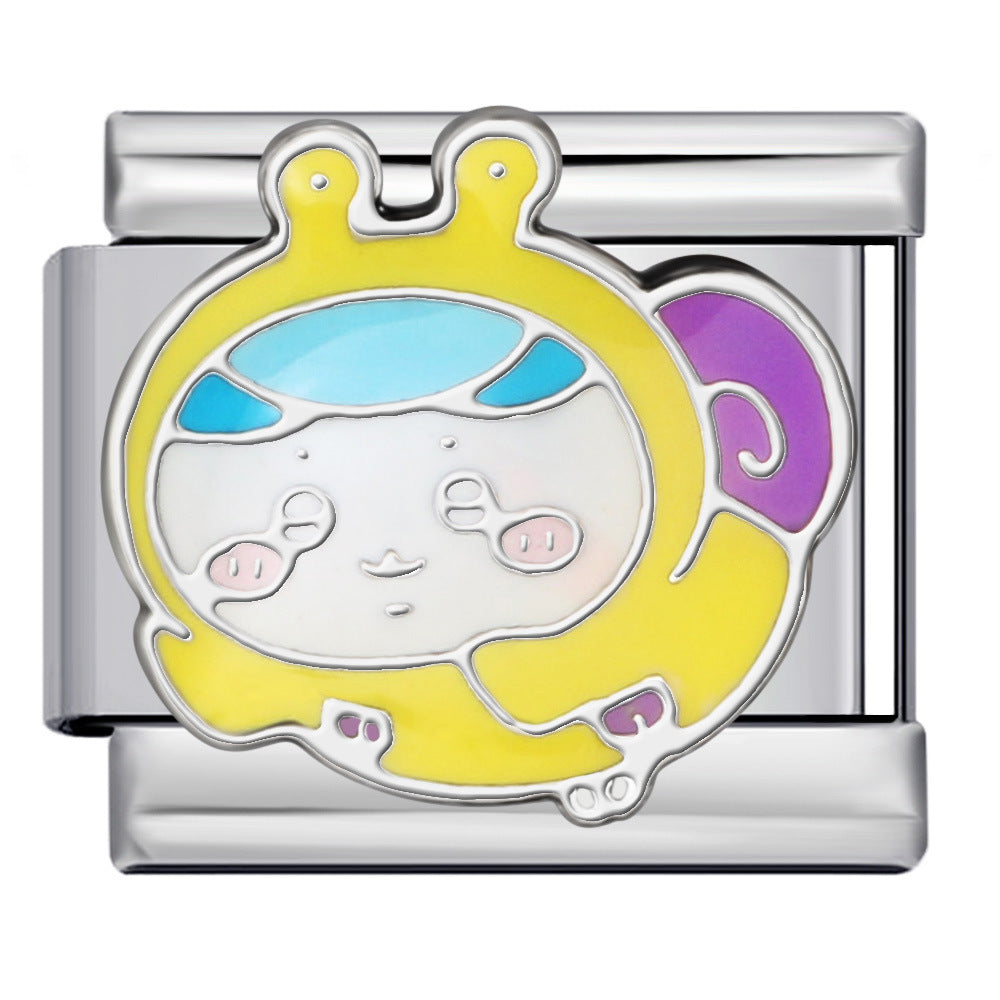 Titanium Steel Welding Drip Oil DIY Italian Module Bracelet Cute Cartoon Pattern Best Friend Girl Birthday Gift