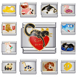 New Cute Animal Italian Modular Bracelet Titanium Steel Welding Oil Drip Cartoon DIY Fashion Wristband