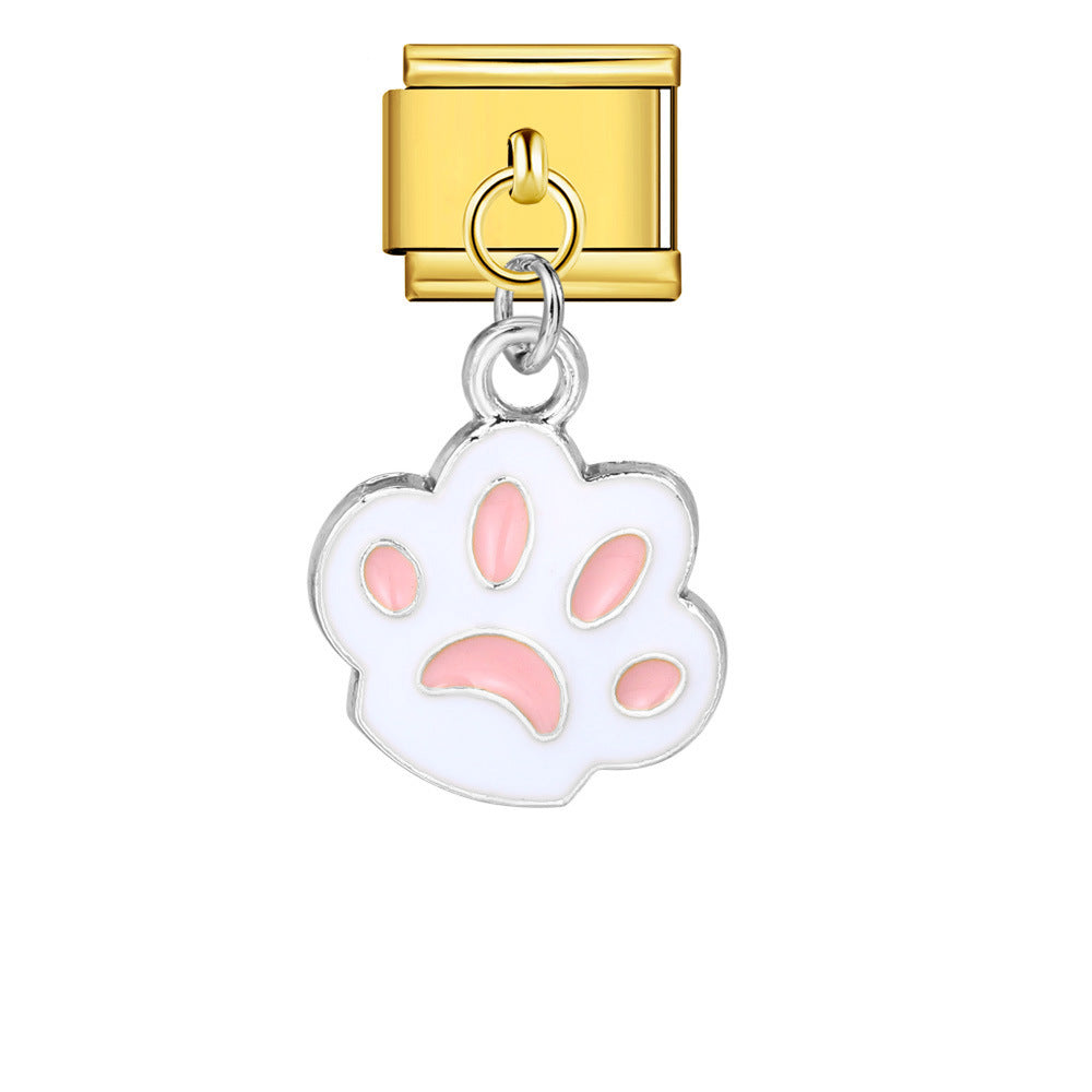 New Hook-style Colorful Drip Oil Claw Series Titanium Steel Italian Module Bracelet, DIY Elastic Splice Bracelet