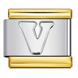 Fashion Gold Cover Silver Concave English Letter Bracelet Titanium Steel Non Dripping Oil DIY Italian Module Bracelet Wholesale