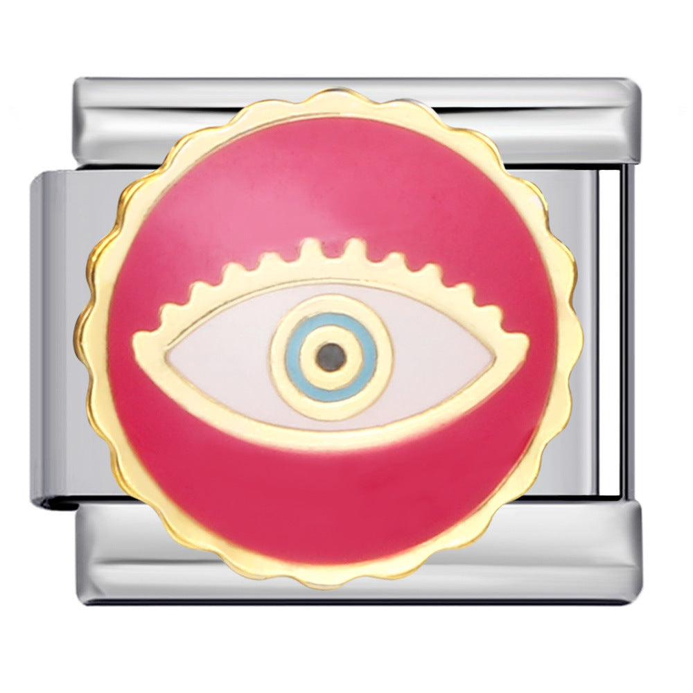 Italian Module Bracelet Devil's Eye Titanium Steel Welding Drip Oil Pattern DIY Elastic Splicing Personalized Strap Chain