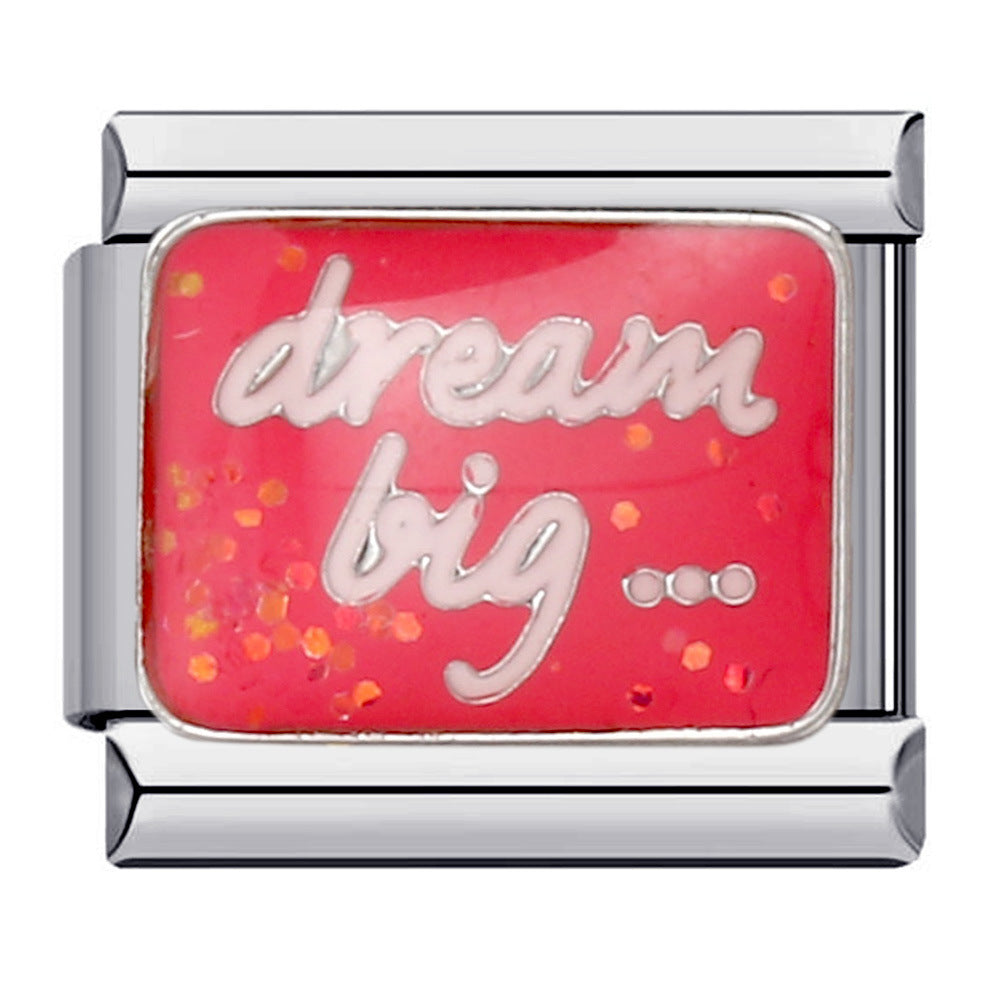 Pink Italian Modular Bracelet Titanium Steel Welding Gold Plated DIY Cartoon Free Connect Bracelet