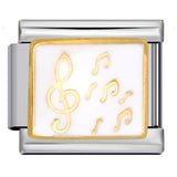 Music Hobby Series Stainless Steel Italian Module Bracelet Titanium Steel Welded Pattern DIY Bangle Wholesale