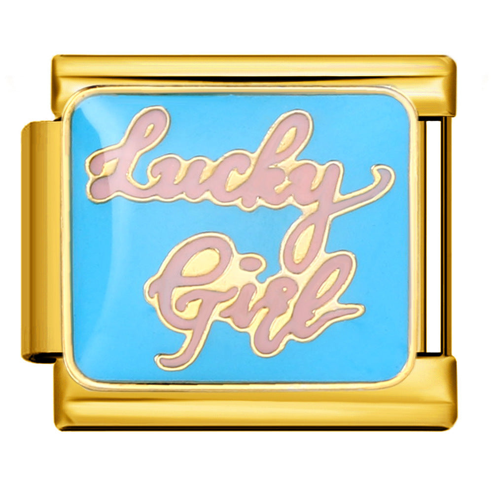 Gold Bottom Star Moon Blue Italian Module Bracelet DIY Jewelry Creative Accessories Detachable Titanium Steel Strap Chain