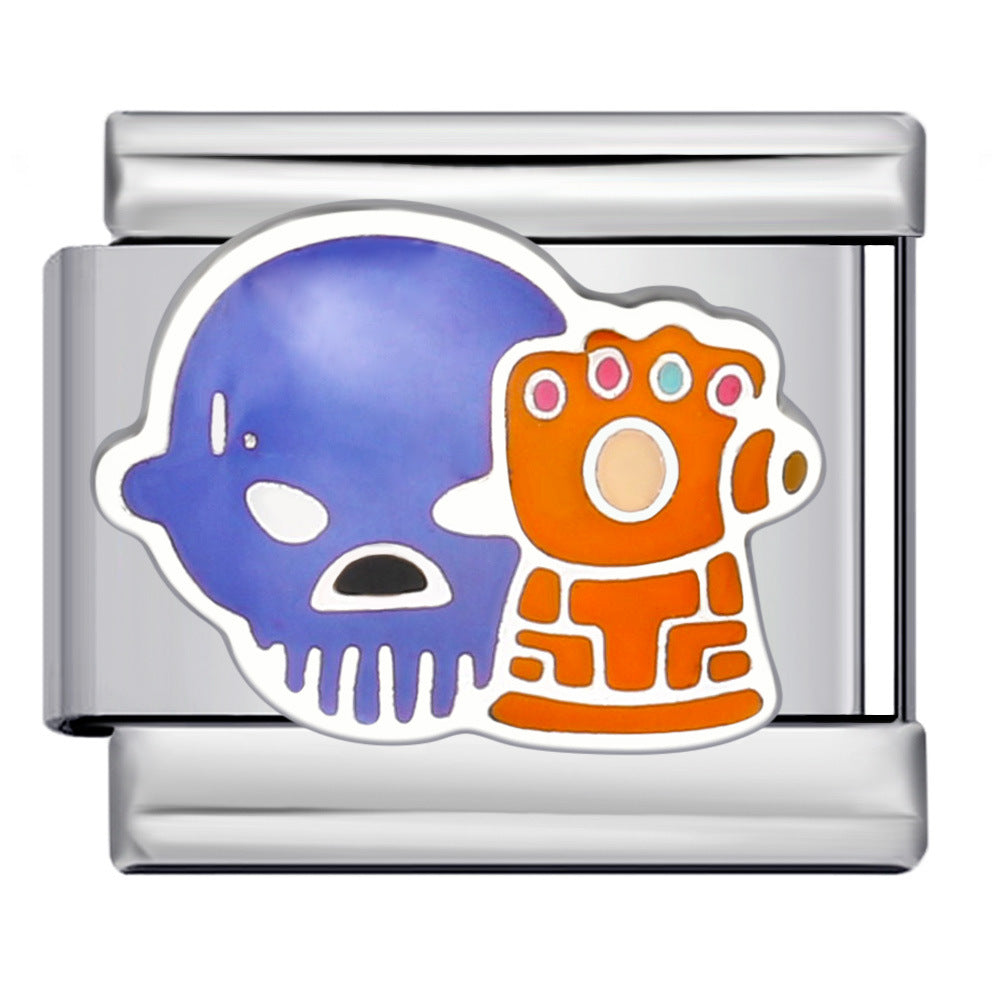 Italian Module Bracelet Anime Cartoon Titanium Steel Welding Gold Plating Drip Oil Pattern DIY Splicing Bracelet Accessories