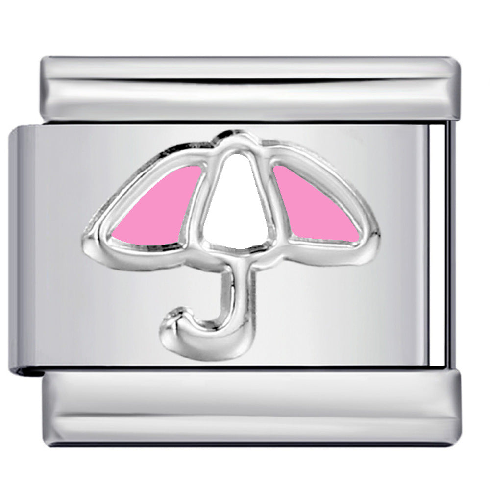 New Color Dripping Oil Umbrella Pattern DIY Italian Module Bracelet Stainless Steel Stamped Splicing Strap Chain