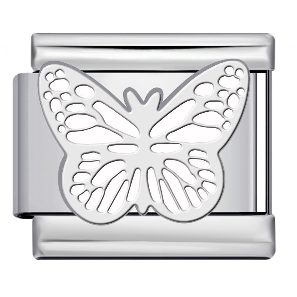 New Butterfly Series DIY Italian Module Bracelet Titanium Steel Welded Drip Oil Strap Chain Fashion Splicing Bracelet