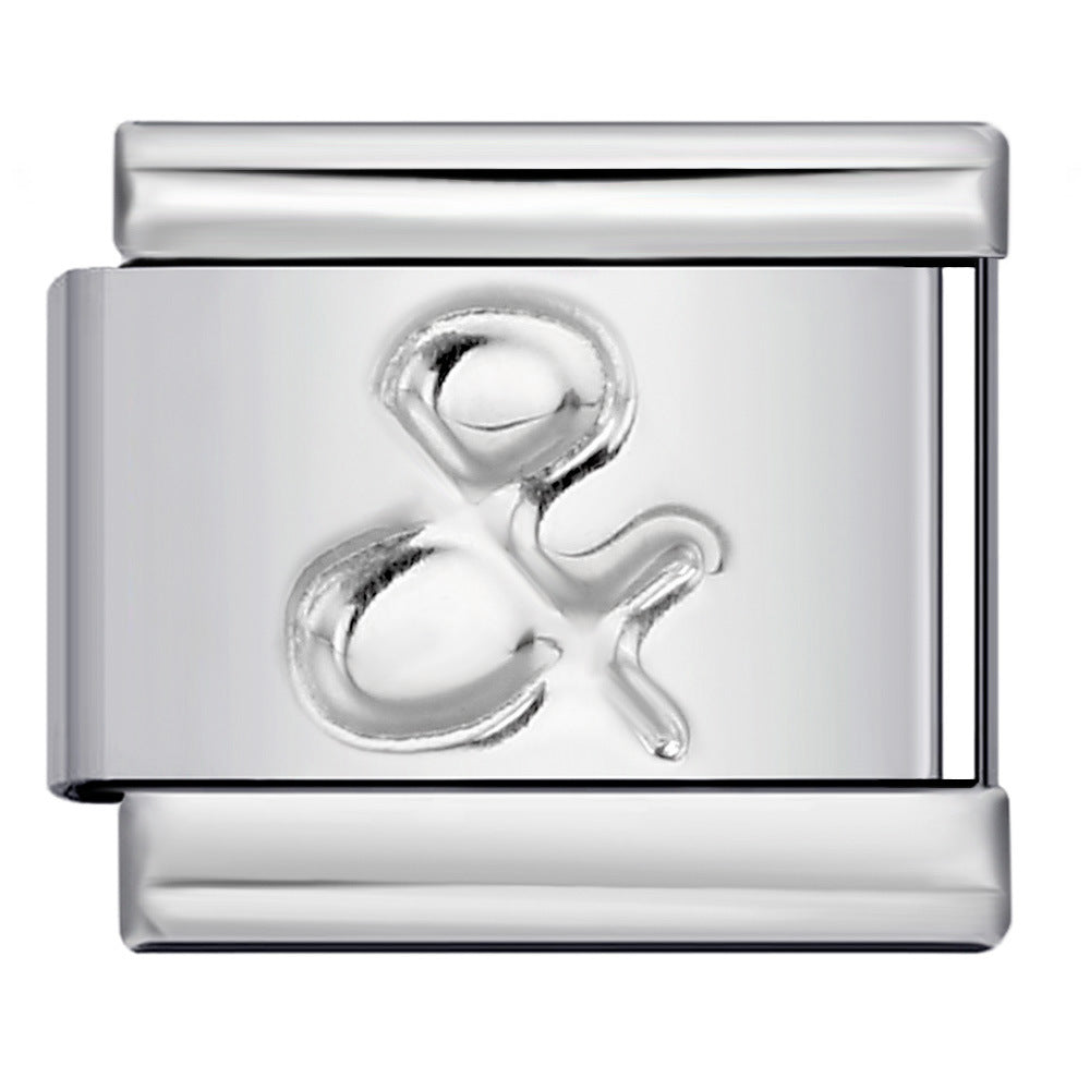 New Digital Symbol Series Italian Module Bracelet Stainless Steel Stamping DIY Elastic Bracelet Accessories Wholesale