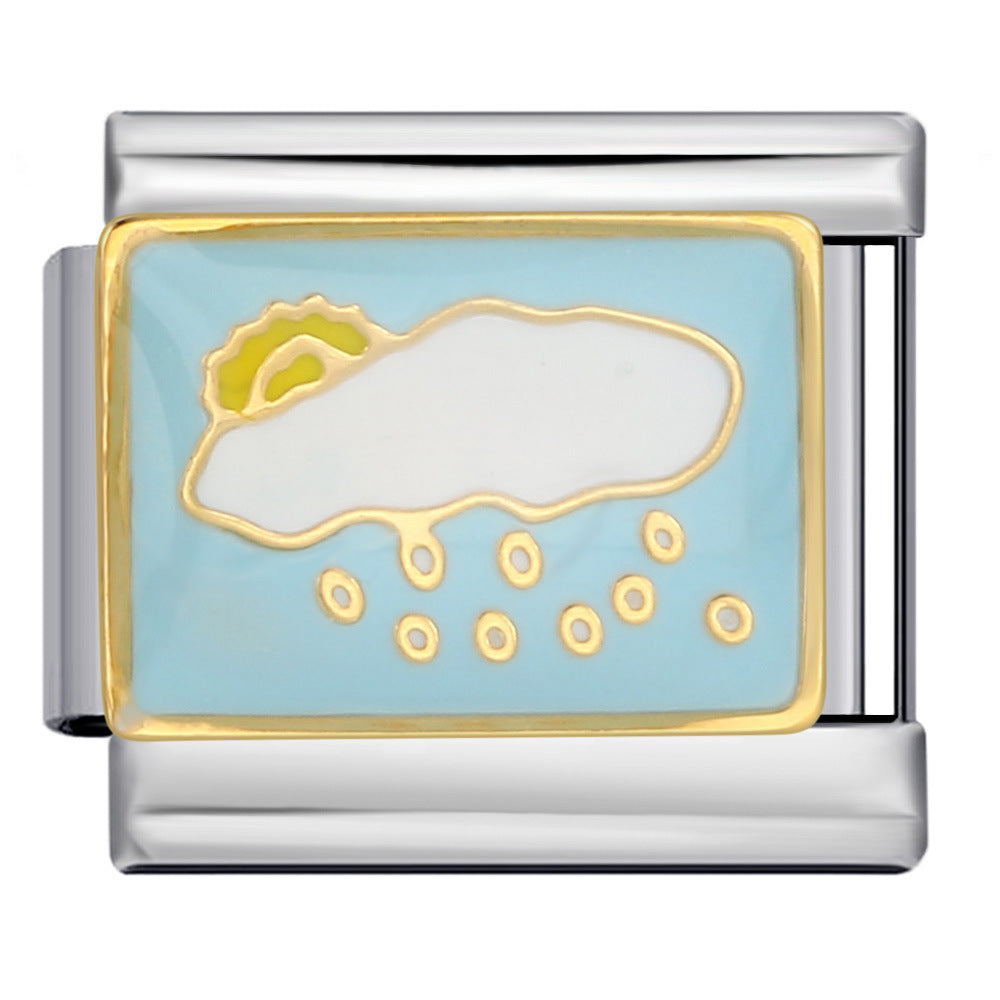 Sparkling Powder Series English Week Italian Module Bracelet Titanium Steel Welding DIY Splicing Elastic Bracelet