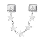 Italian Charm Bracelet Double Hook Design with Star Pendant Titanium Steel Link Chain Italian Charm