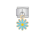 Single Silver Bottom Flower Pendant Italian Module Bracelet Stainless Steel Gold Plated Drip Oil DIY Hook Bracelet