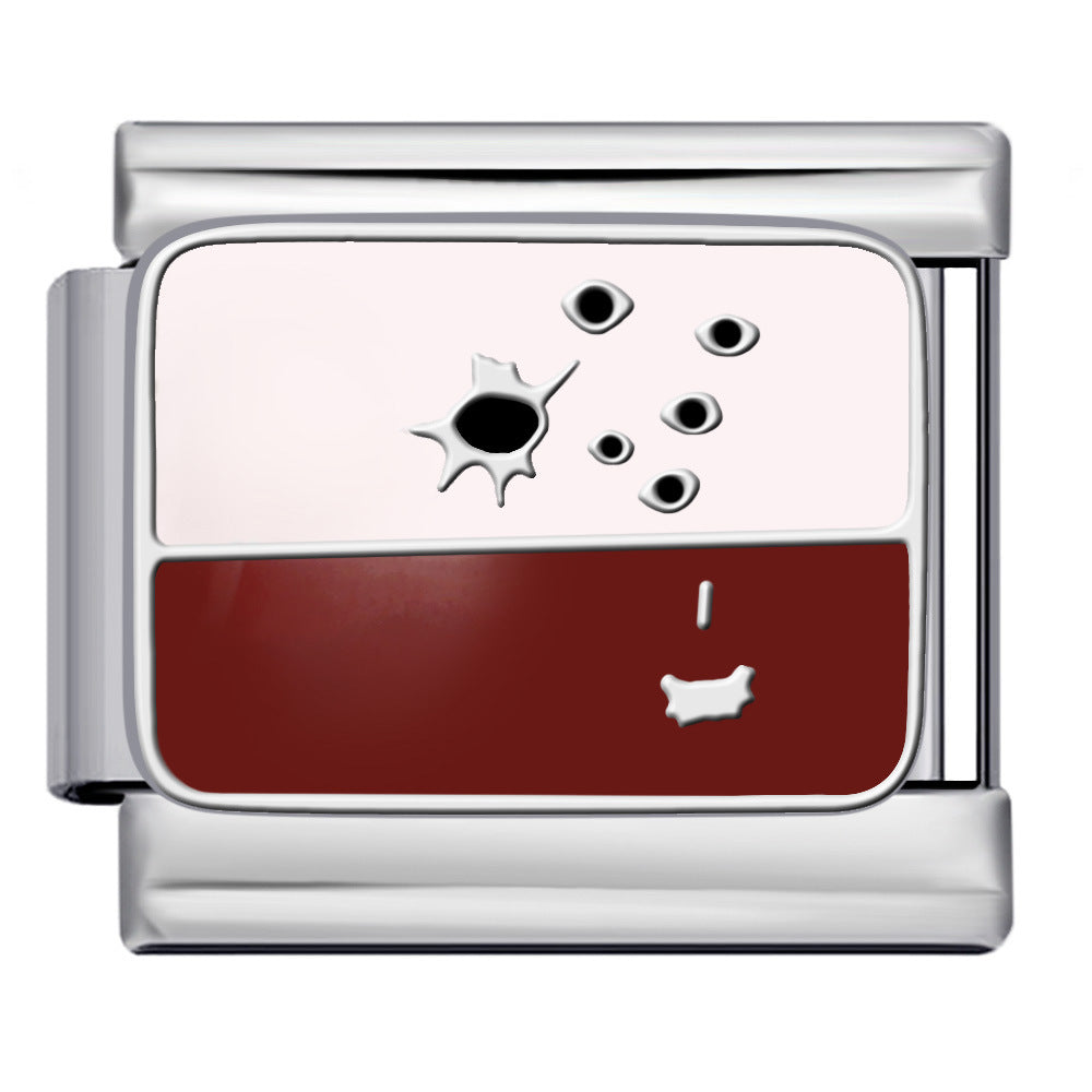 European and American Popular Fashion DIY Elastic Strap Chain Titanium Steel Welded Drip Oil Pattern Italian Module Bracelet