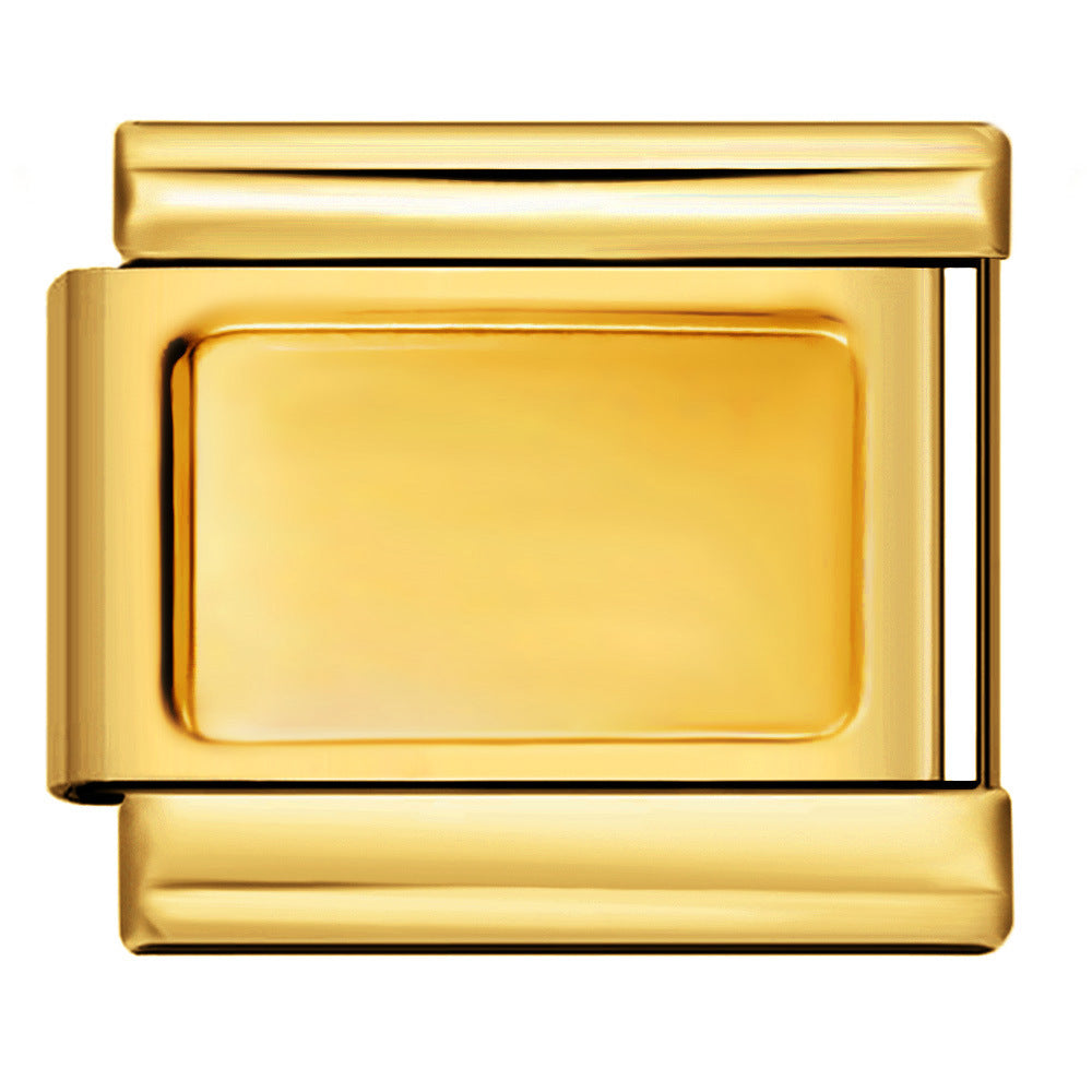 Italian Module Bracelet Titanium Steel All Gold Stamping Pattern DIY Italian Charm Bracelet