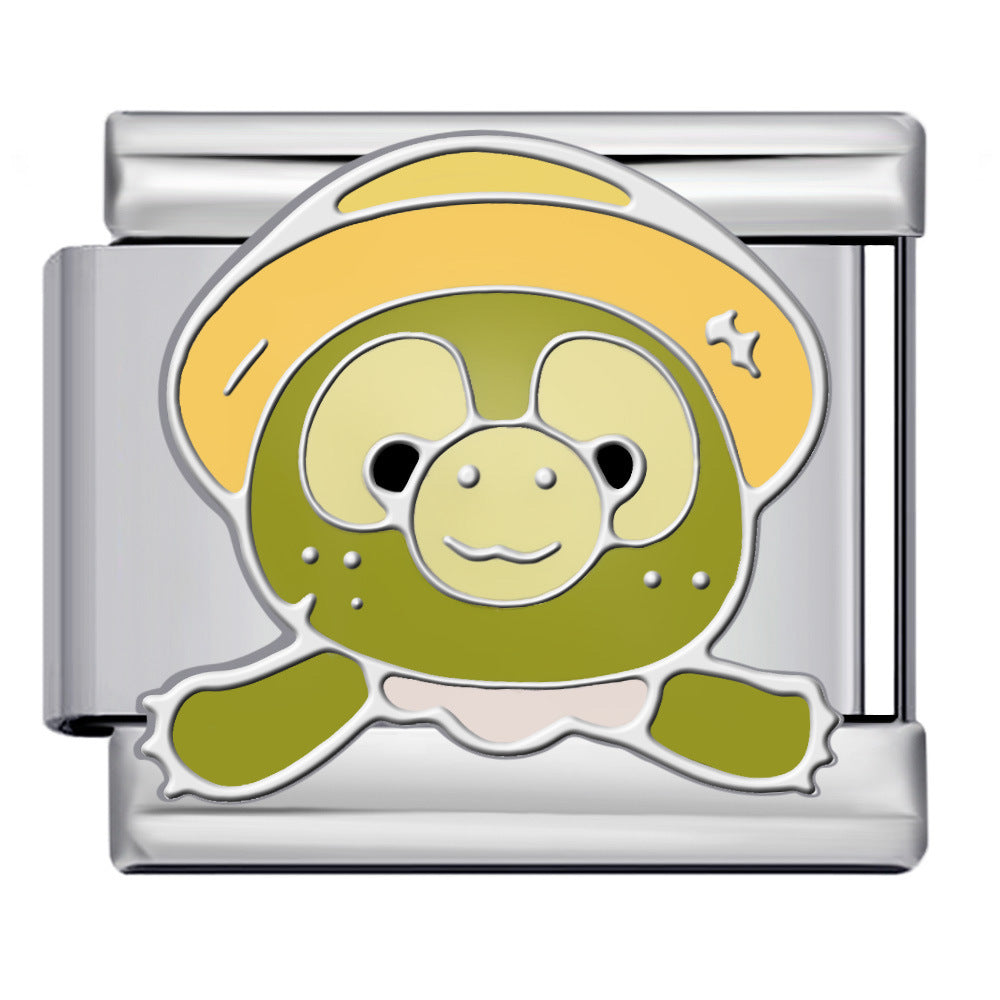 Italian Modular Bracelet Cartoon Character Series Stainless Steel Gold Plated DIY Elastic Link Bracelet