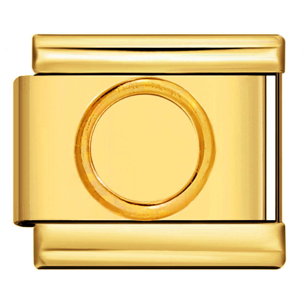 Italian Module Bracelet Titanium Steel All Gold Stamping Pattern DIY Italian Charm Bracelet