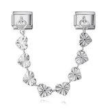 New Stainless Steel Heart-shaped Pendant Italian Module Bracelet with Double Hooks DIY Elastic Splicing Strap Chain