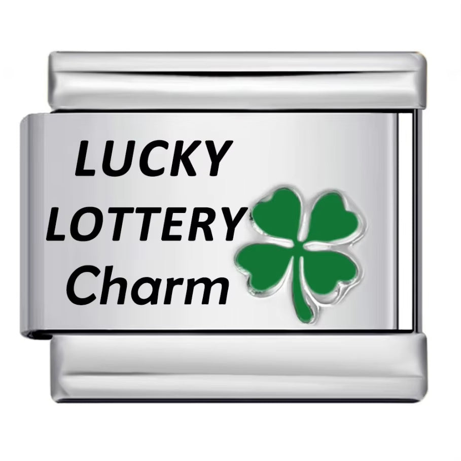 Lucky Clover Laser Carving Italian Module Bracelet Stainless Steel DIY Fashion Bracelet Strap Chain