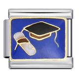 Student Graduation Pattern Italian Module Bracelet DIY Titanium Steel Welded Oil-Drip Elastic Splice Watch Strap Chain