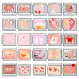 Pink Italian Modular Bracelet Titanium Steel Welding Gold Plated DIY Cartoon Free Connect Bracelet