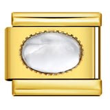 New Gold and Silver Bottom Micro Inlaid Oval Colored Stone Italian Module Bracelet DIY Titanium Steel Welding Oil Dripping Bracelet