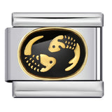 Italian Module Bracelet with Black Welding, Gold-plated Dripping Oil, Twelve Zodiac DIY Pattern, Stainless Steel Bracelet