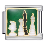 New Chess and Card Entertainment Stainless Steel Italian Module Bracelet Gold Plated Drip Oil Personalized DIY Welding Bracelet Wholesale