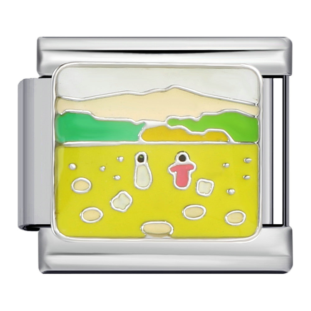 Fresh Illustration Series Italian Module Bracelet Titanium Steel Gold Plated Drip Oil DIY Welding Pattern Strap Chain