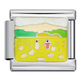 Fresh Illustration Series Italian Module Bracelet Titanium Steel Gold Plated Drip Oil DIY Welding Pattern Strap Chain