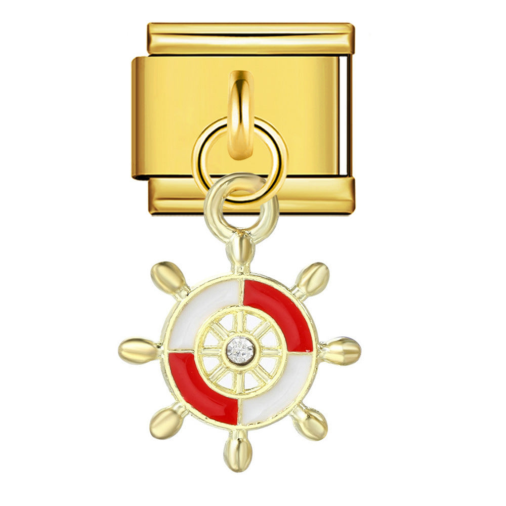 New Star Moon Series Pendant Italian Module Bracelet Single Hook Titanium Steel Elastic Splicing Strap Chain