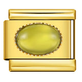 New Gold and Silver Bottom Micro Inlaid Oval Colored Stone Italian Module Bracelet DIY Titanium Steel Welding Oil Dripping Bracelet