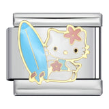 Wholesale DIY Titanium Steel Welded Enamel Drop Charms Italian Link Bracelet Straps with Cute Cartoon Patterns