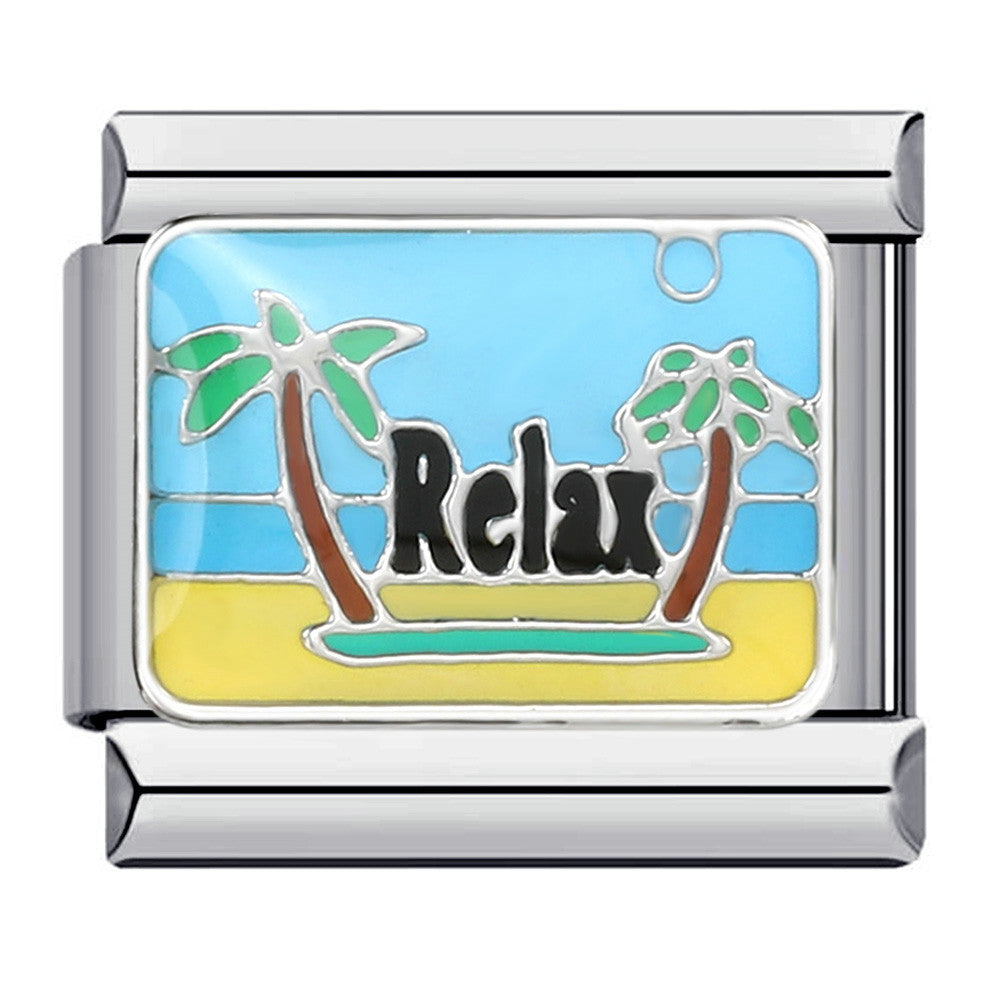 New Leisure Vacation Titanium Steel Welding Drip Oil DIY Italian Module Bracelet Fashion Personality Watch Strap Chain Wholesale