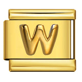 Golden Convex Letter Series Italian Module Bracelet Titanium Steel Stamping DIY Elastic Splicing Bracelet Accessories