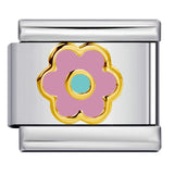 Color Drip Oil Petal Stamping Series DIY Italian Module Bracelet Titanium Steel Gold Plated Elastic Splicing Bracelet