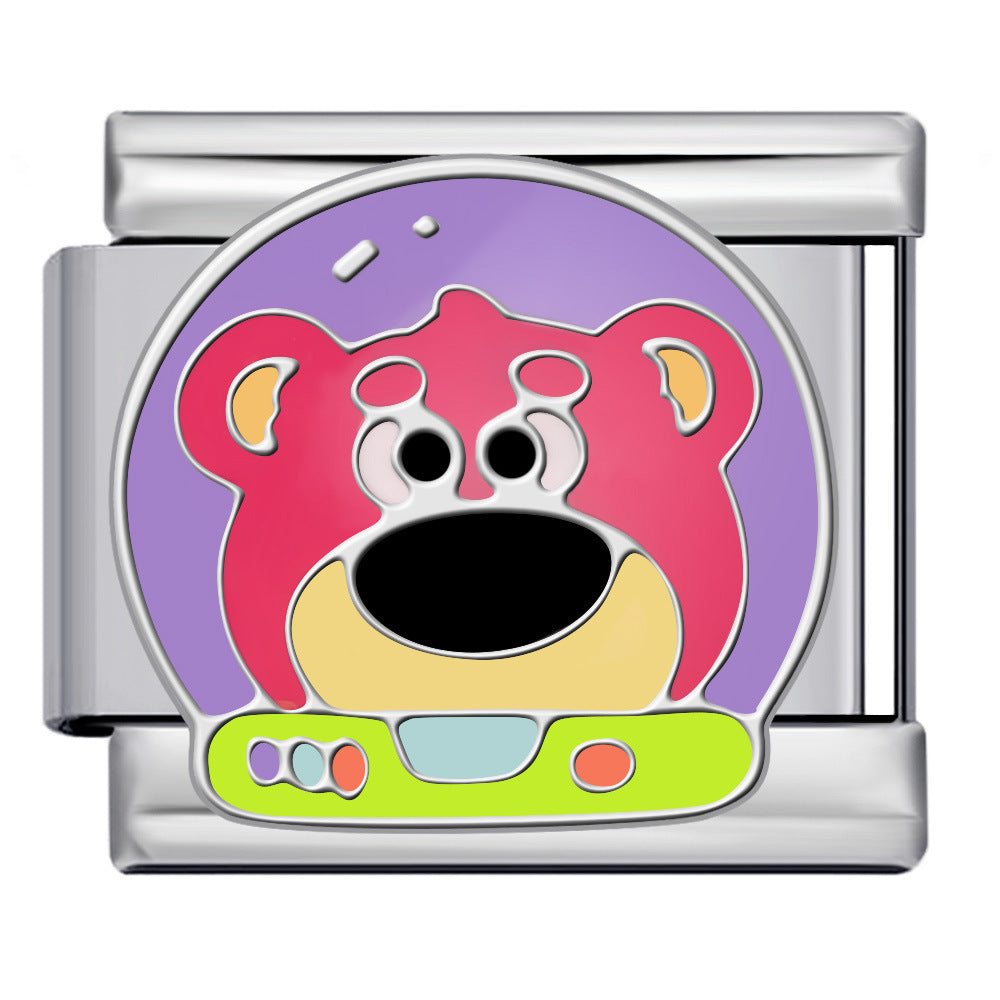 New Titanium Steel Welded Cartoon Italian Modular Bracelet Fashion DIY Stretch Bangle Splice Strap Chain