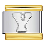 Fashion Gold Cover Silver Concave English Letter Bracelet Titanium Steel Non Dripping Oil DIY Italian Module Bracelet Wholesale