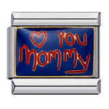 Blue Titanium Steel Welded Pattern Italian Modular Bracelet, Gold-Plated Drip Enamel Free Combination Link Bracelet