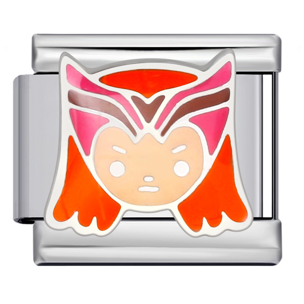 Italian Module Bracelet Anime Cartoon Titanium Steel Welding Gold Plating Drip Oil Pattern DIY Splicing Bracelet Accessories