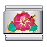 Flower Titanium Steel Drip Oil Welding Pattern Italian Module Bracelet Italian Charm Bracelet