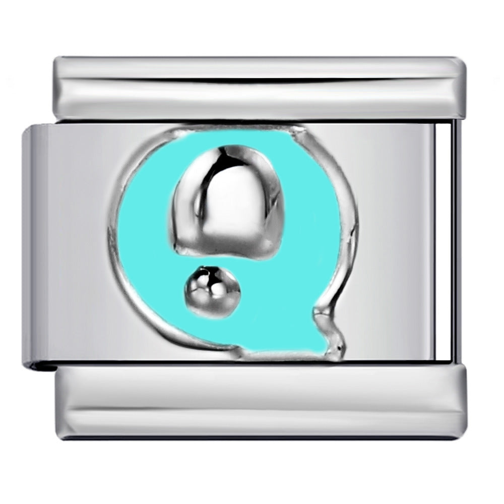 New Titanium Steel Sky Blue English Letter Series DIY Elastic Bracelet Accessories Italian Module Bracelet Alphebat